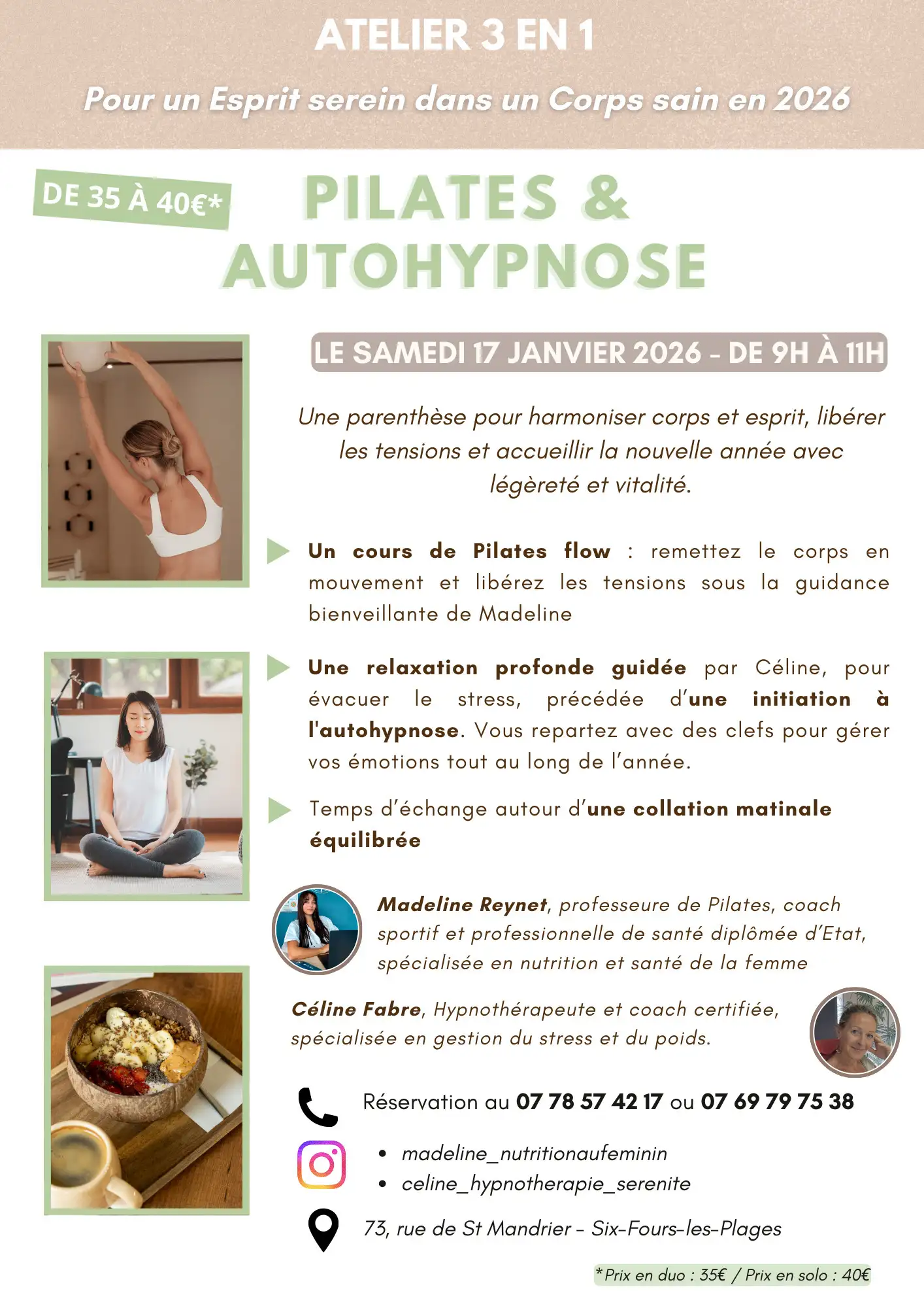 Atelier bien-�tre 3 en 1 🌸 Samedi 17 janvier 2026 � Six Fours les Plages